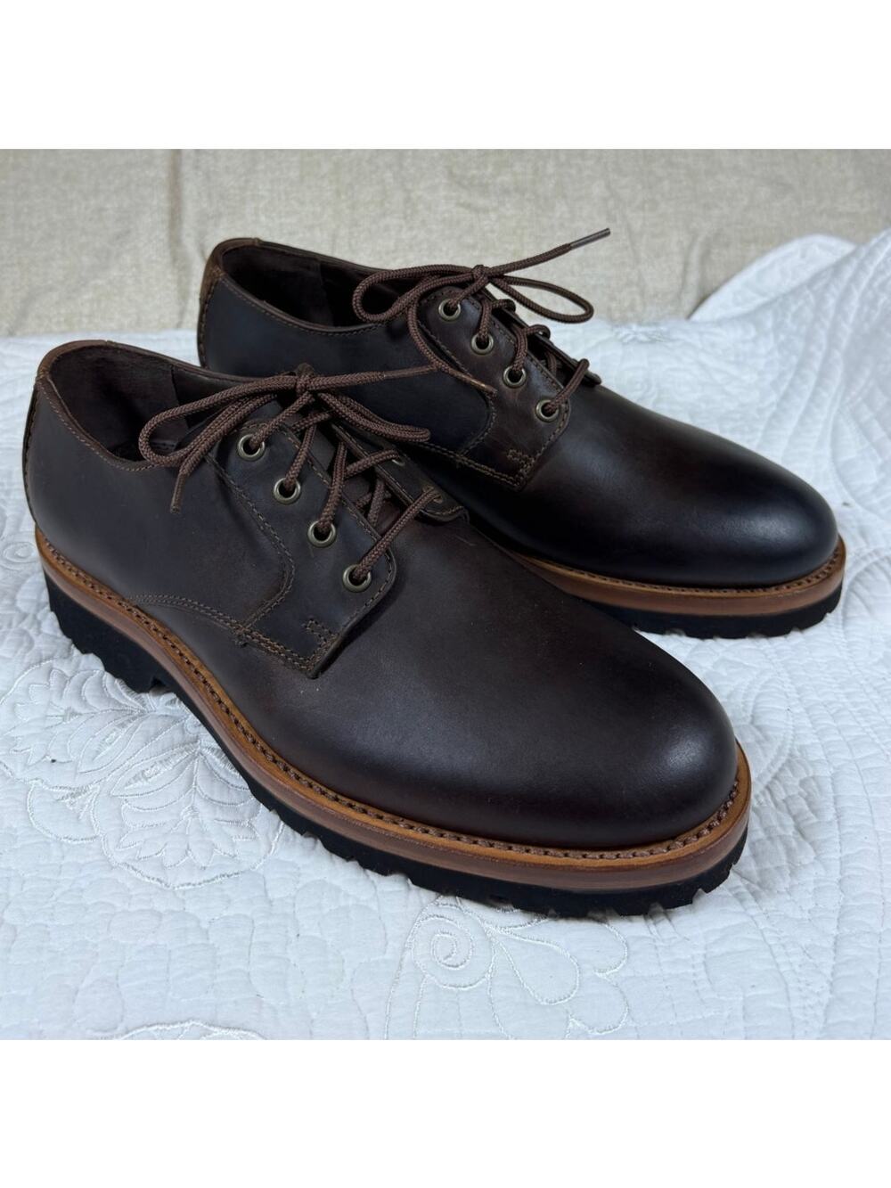Trask Men's Brown 8 NWOT Gallatin 2.0 Leather Oxford Lace Up Dress Shoes Classic